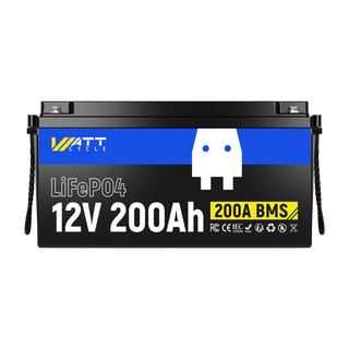 WattCycle 12V 200Ah Plus LiFePO4 Deep Cycle Battery | 200A BMS | 2560Wh | Low-temp Protection
