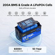 Batería de doble propósito WattCycle de 12 V y 314 Ah, grupo 4D | 1800 CCA, autocalentable y con Bluetooth | Arranque para embarcaciones y camiones de servicio pesado