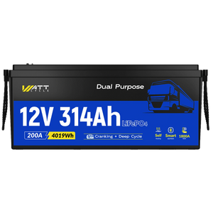 ⚡️Early Driver Price: $699⚡️WattCycle 12V 314Ah Dual Purpose LiFePO4 Battery for Semi Truck Starter & Sleeper Cab | 1800 CCA | Bluetooth & Self-Heating