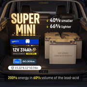 WattCycle 12V 314Ah Mini Super Powerhouse LiFePO4 Battery | 3A Active Balancer | Serviceable Case | Bluetooth & Low-Temp Protection