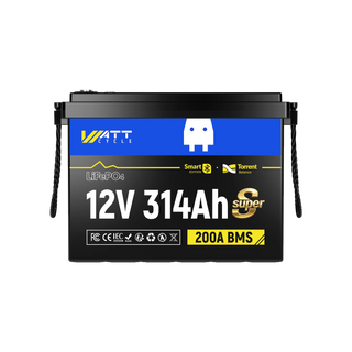 WattCycle 12V 314Ah Mini Super Powerhouse LiFePO4 Battery | 3A Active Balancer | Serviceable Case | Bluetooth & Low-Temp Protection