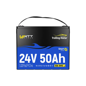 WattCycle 24V 50Ah TM Bluetooth LiFePO4 Battery for 70-100lb Marine Trolling Motor