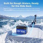 WattCycle 36V 50Ah TM Bluetooth LiFePO4 Battery for 100-120lb Trolling Motor