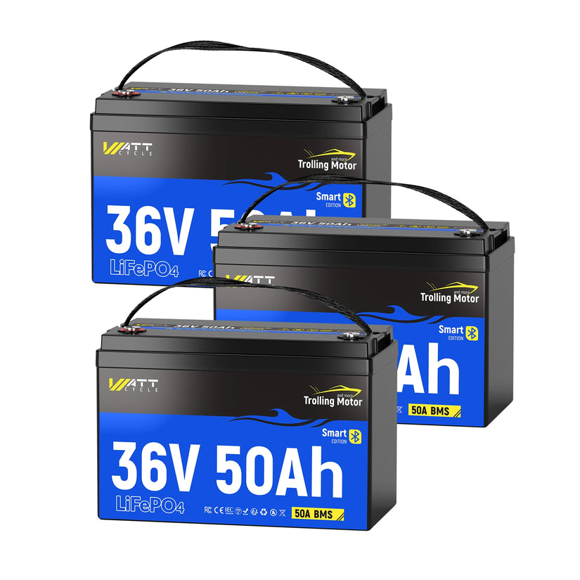 WattCycle 36V 50Ah TM Bluetooth LiFePO4 Battery for 100-120lb Trolling Motor
