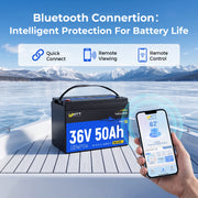 WattCycle 36V 50Ah TM Bluetooth LiFePO4 Battery for 100-120lb Trolling Motor
