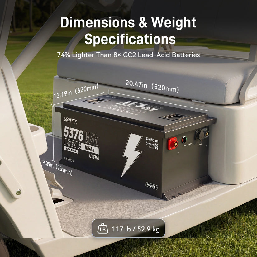 [Free Monitor] Wattcycle V2 48V 105Ah Golf Cart Bluetooth LiFePO₄ Lithium Battery – 250A BMS for High Torque & Hills