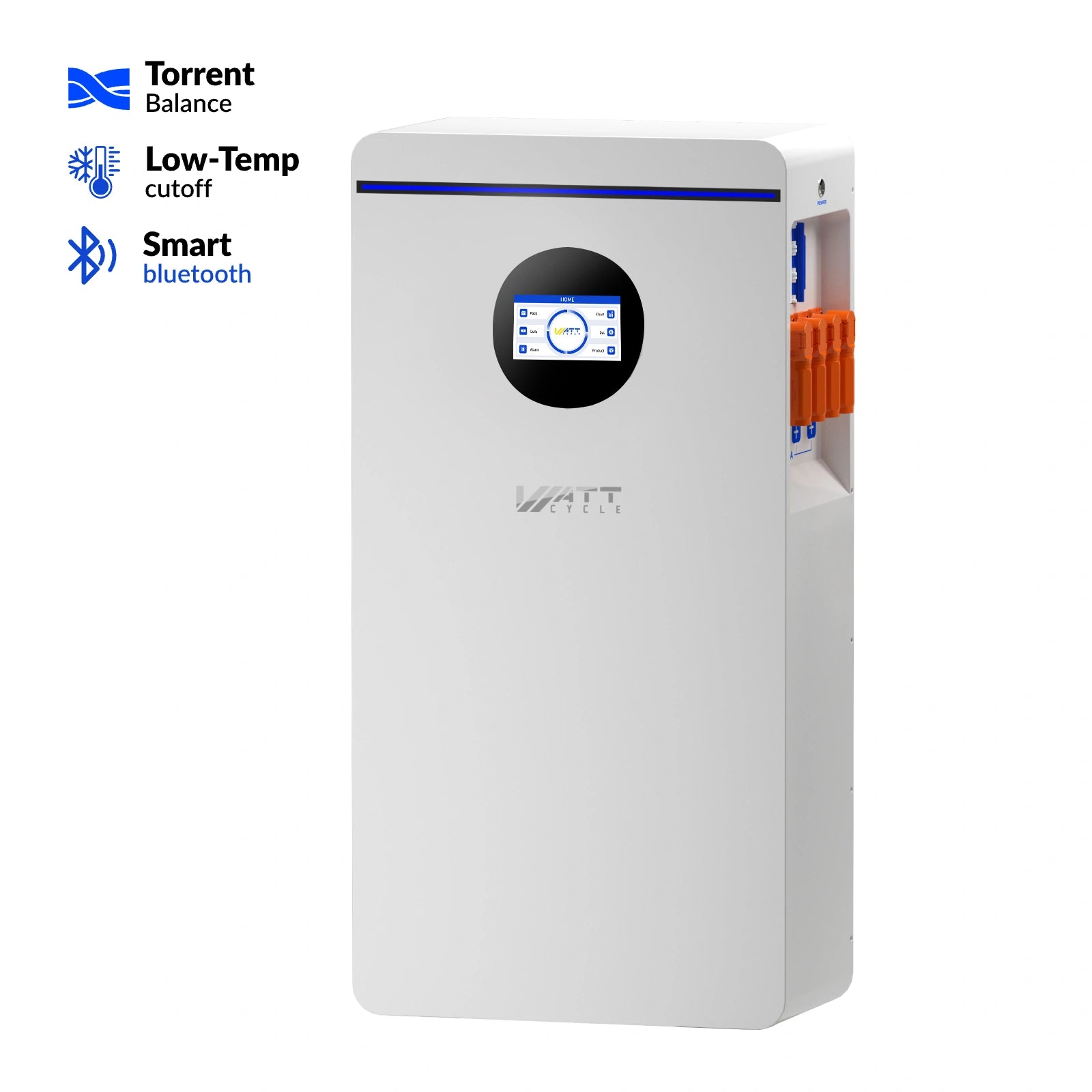 WattCycle 16kWh 48V 314Ah Wall-Mount Bluetooth LiFePO4 – UL 1973, Active Balancing & CAN/RS485 Communication