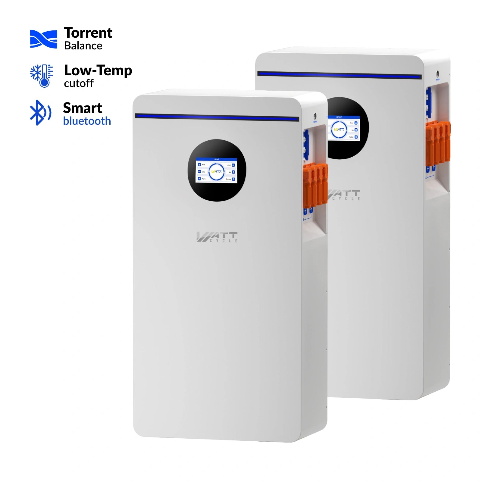 WattCycle 16kWh 48V 314Ah Wall-Mount Bluetooth LiFePO4 – UL 1973, Active Balancing & CAN/RS485 Communication