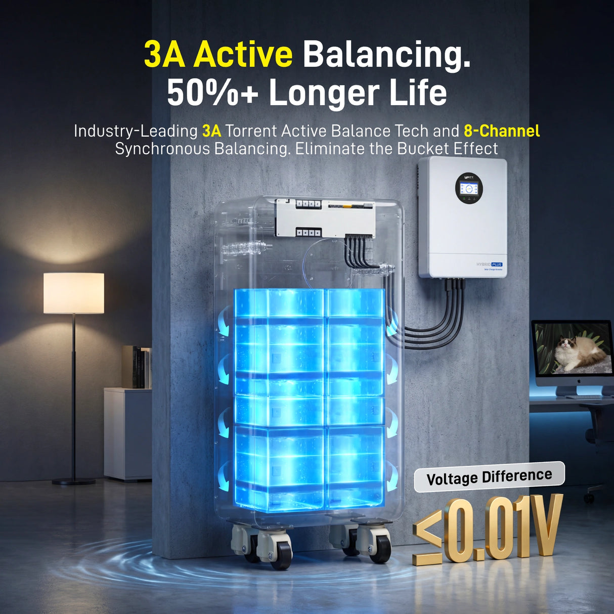 ⚡️Launch Early Bird: $1,999⚡️WattCycle 16kWh 48V 314Ah Wall-Mounted LiFePO4 Battery with Smart BMS, Bluetooth, Active Balancing & Communication