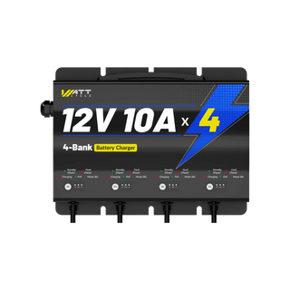 WattCycle 12V 10A 4 Bank Lithium/AGM/Lead Marine Waterproof Battery Charger