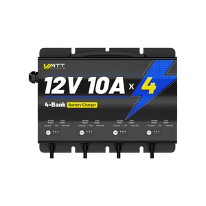 WattCycle 12V 10A 4 Bank Lithium/AGM/Lead Marine Waterproof Battery Charger