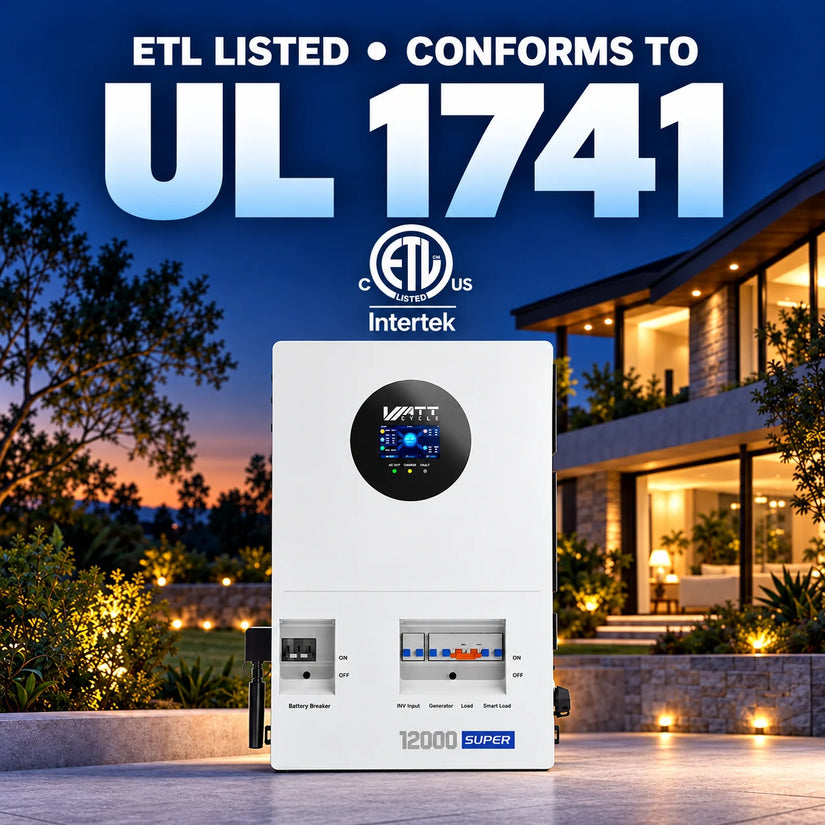 WattCycle Super 12kW Split-Phase All-in-one Wi-Fi Inverter with 200A Grid Bypass - UL1741, 24kW Dual MPPT & 250A Hybrid Charging