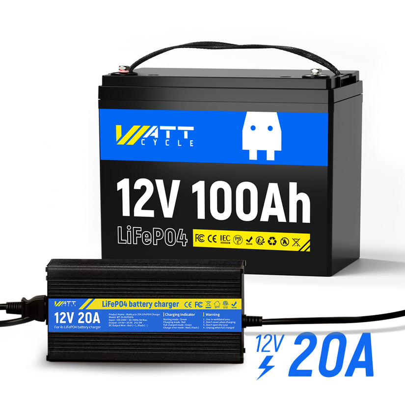 WattCycle 12V 100Ah Group 24 LiFePO4 Battery for RV Solar, Trolling Motor & Off Grid