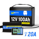12V 100Ah Group 24 LiFePO4 Battery Kit with 500A Monitor