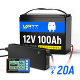 12V 100Ah Group 24 LiFePO4 Battery Kit with 500A Monitor