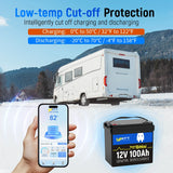 【👍WattCycle Recommend】12V 100Ah Mini LiFePO4 Battery with Bluetooth