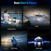 WattCycle 12V 100Ah 1200CCA Dual Purpose Marine Cranking Battery with Bluetooth and Self-heating