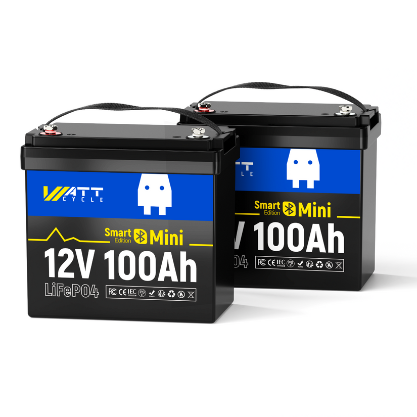 WattCycle 12V 100Ah Mini Bluetooth LiFePO₄ Battery Group 22NF Lightweight Compact Power