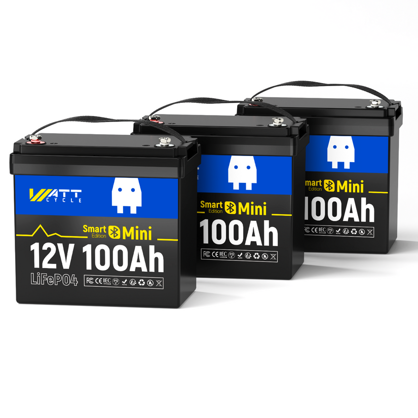 WattCycle 12V 100Ah Mini Bluetooth LiFePO₄ Battery Group 22NF Lightweight Compact Power