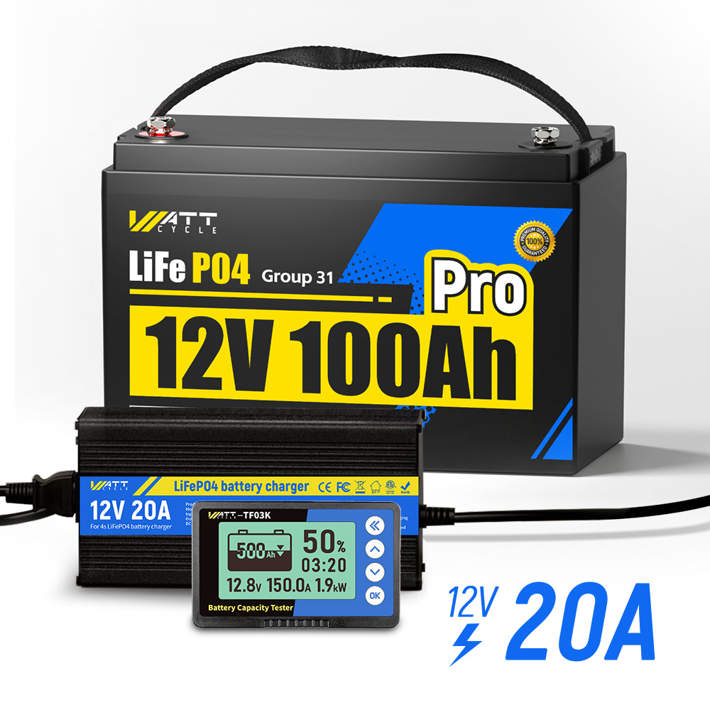 12V 100Ah Pro Group 31 LiFePO4 Battery Kit with 500A Monitor