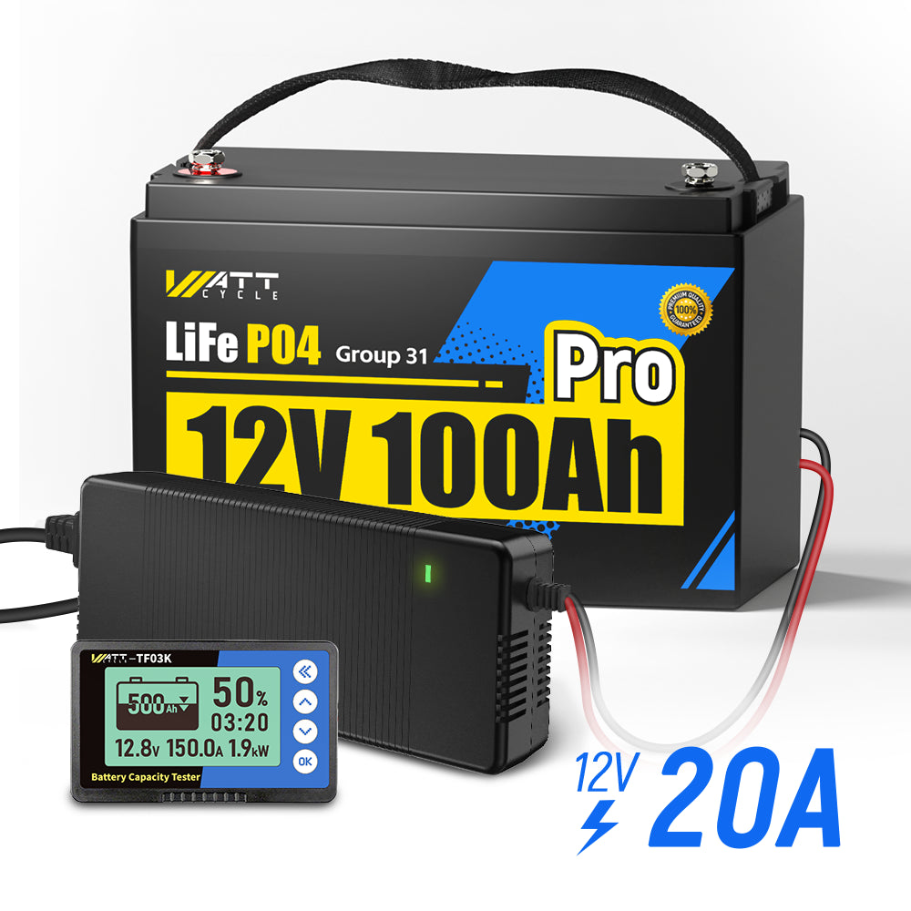 12V 100Ah Pro Group 31 LiFePO4 Battery Kit with 500A Monitor