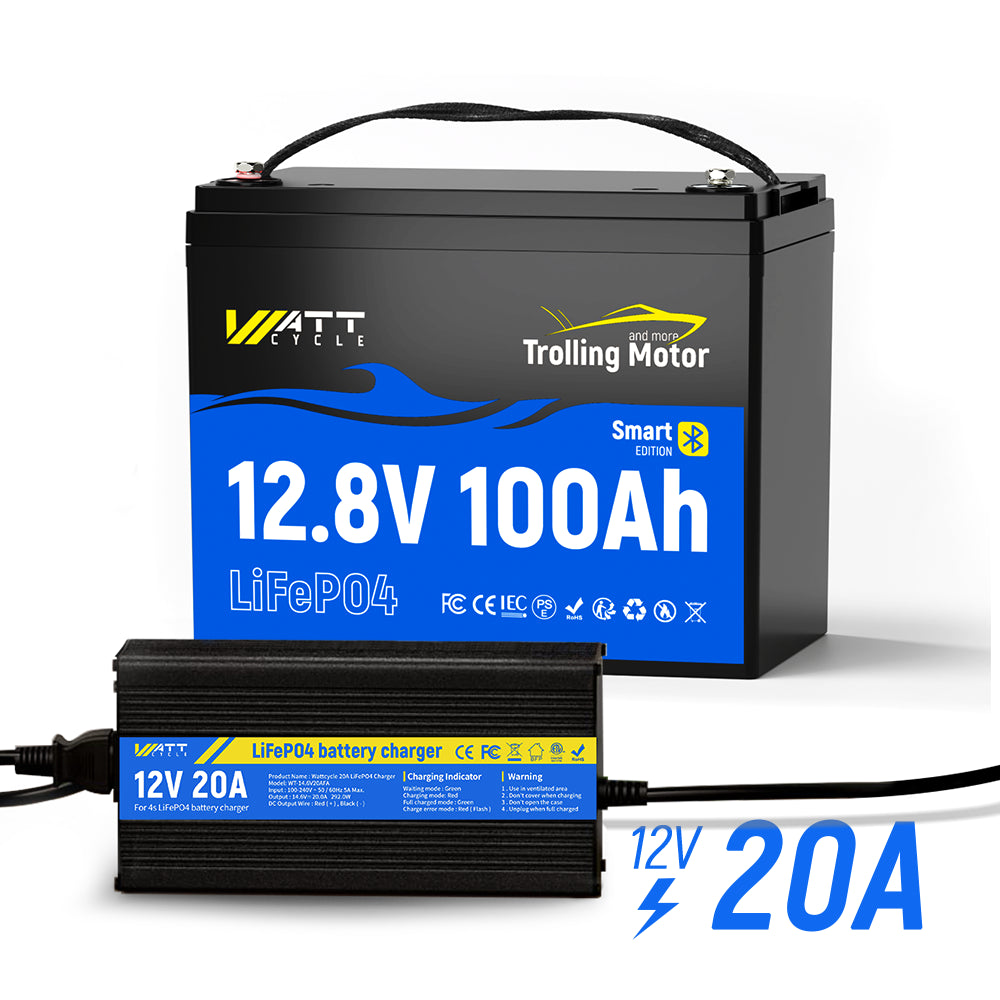 12V 100Ah LiFePO4 Battery for Trolling Motors Kit