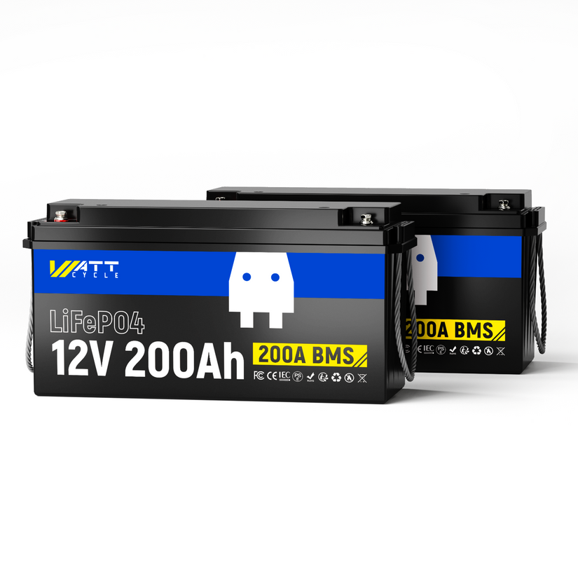 WattCycle 12V 200Ah Plus LiFePO4 Deep Cycle Battery | 200A BMS | 2560Wh | Low-temp Protection