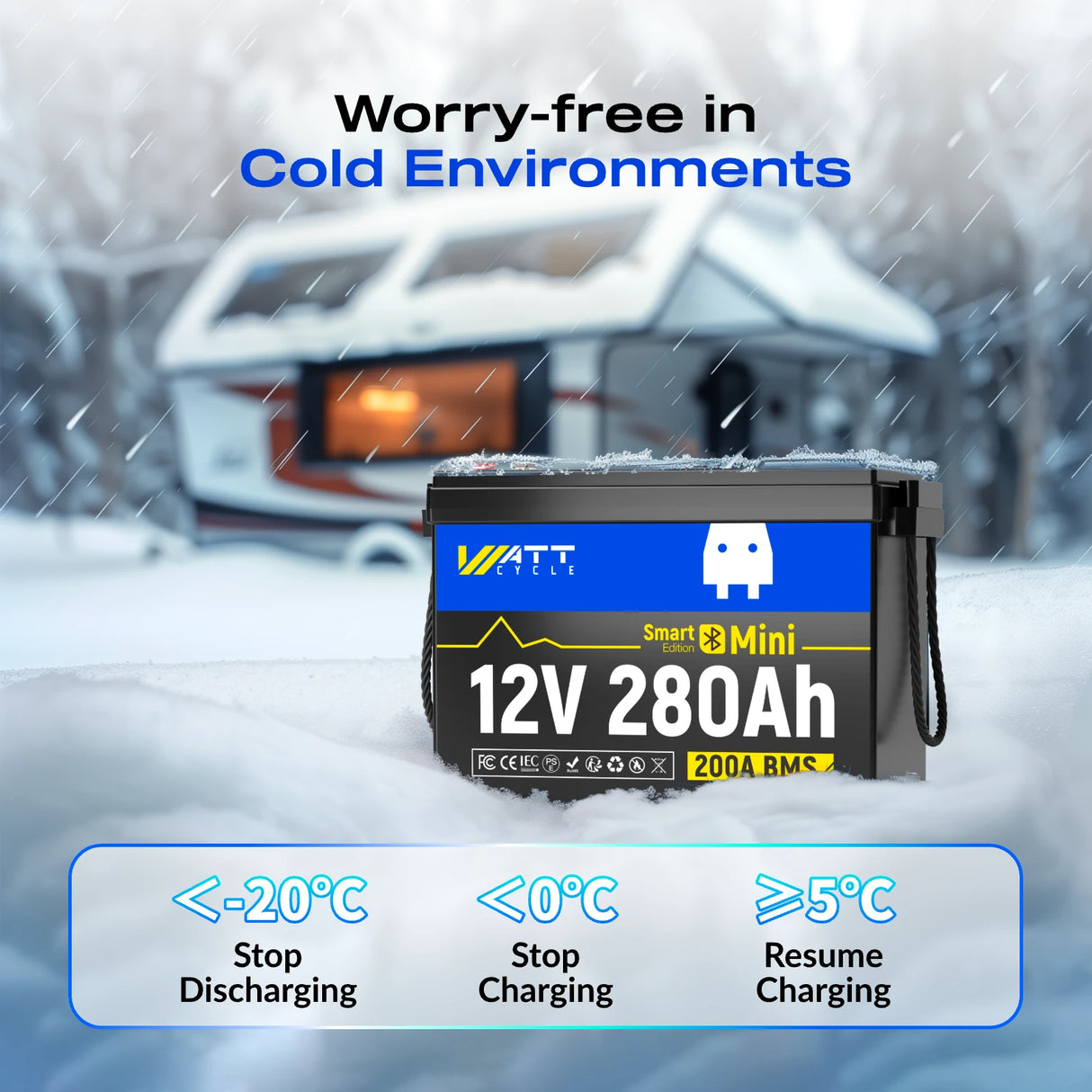 【🔥From $499.99/pack】12V 280Ah MINI LiFePO4 Battery with Bluetooth