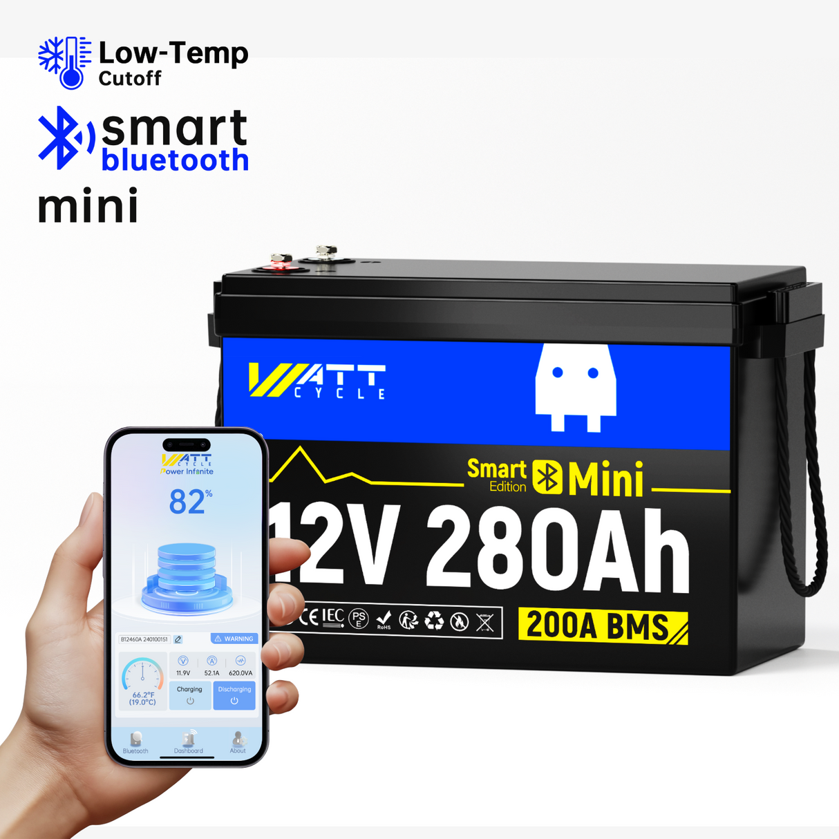 【🔥From $499.99/pack】12V 280Ah MINI LiFePO4 Battery with Bluetooth