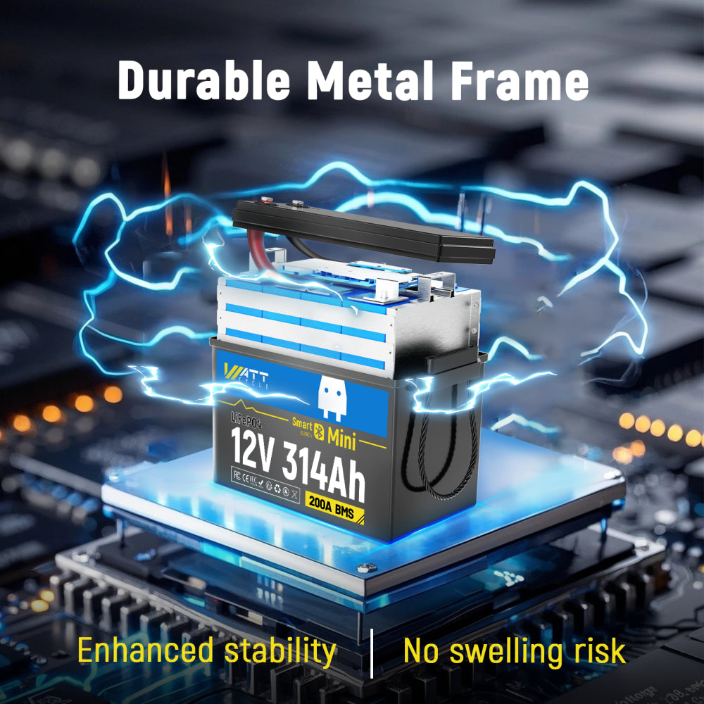【Automatic $40 OFF/ PACK】WattCycle 12V 314Ah LiFePO4 Battery with Bluetooth