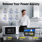【Automatic $40 OFF/ PACK】WattCycle 12V 314Ah LiFePO4 Battery with Bluetooth