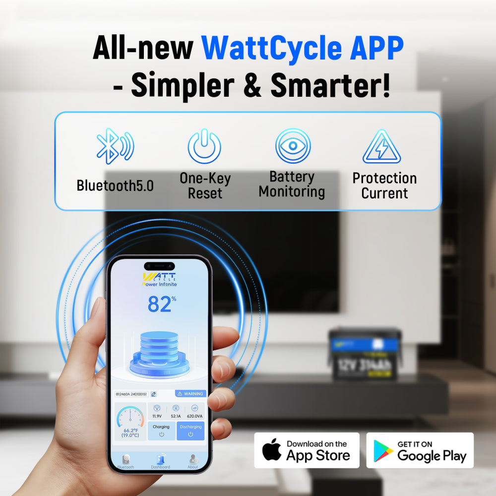 【Automatic $40 OFF/ PACK】WattCycle 12V 314Ah LiFePO4 Battery with Bluetooth