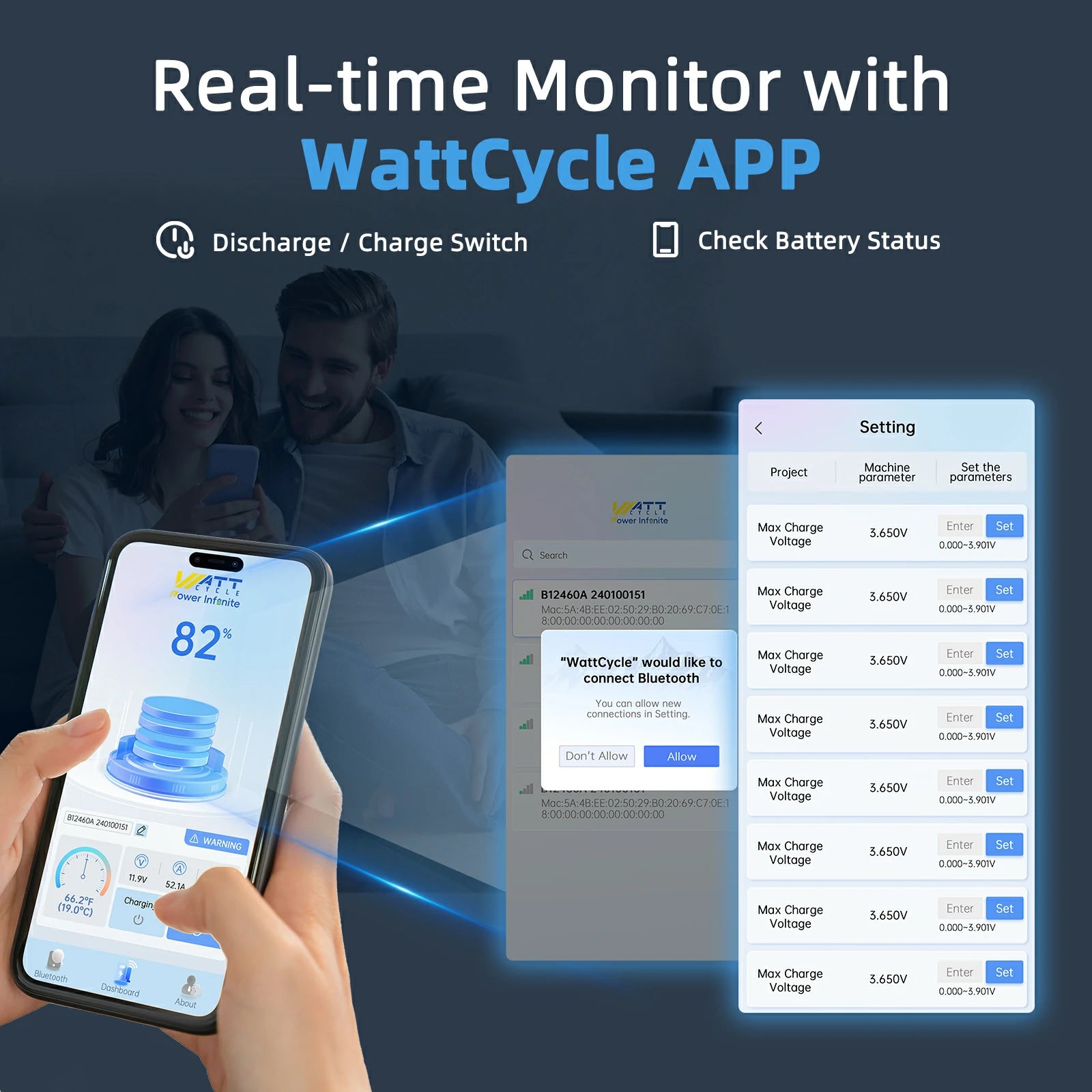 Wattcycle 12V 314Ah Ultra Bluetooth LiFePO4 Battery with 300A BMS