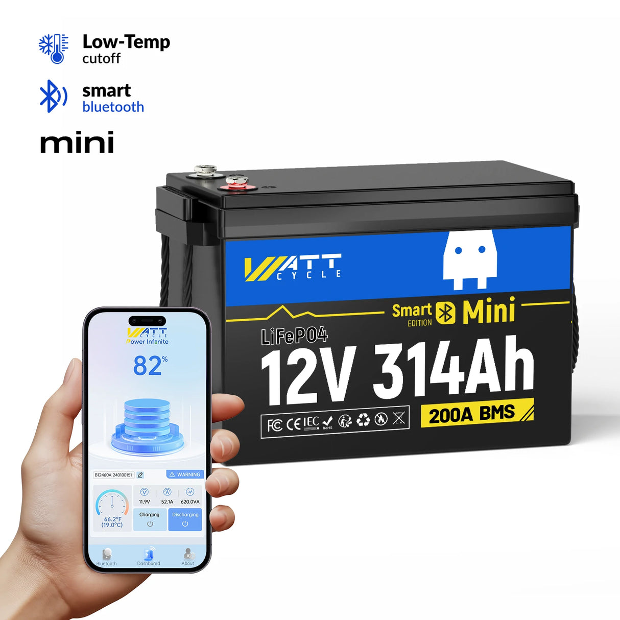 【🔥From $499.99/pack】12V 280Ah MINI LiFePO4 Battery with Bluetooth