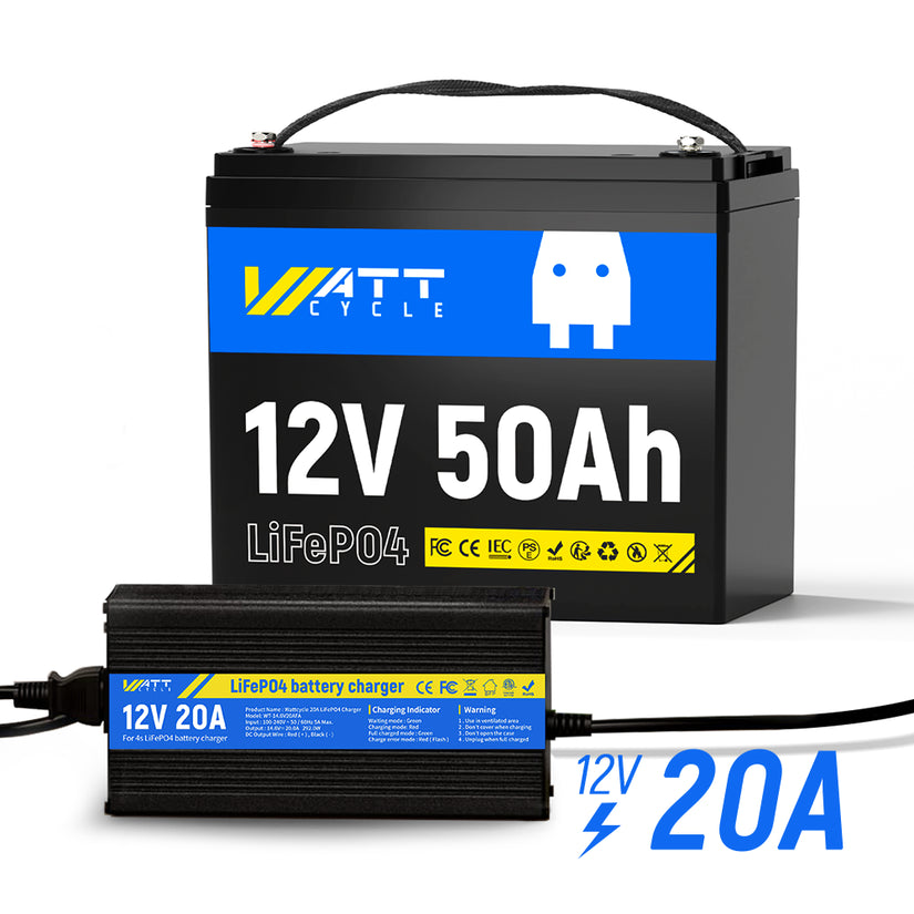 WattCycle 12V 50Ah LiFePO4 Battery for Fish Finder, LiveScope & Kayak Fishing