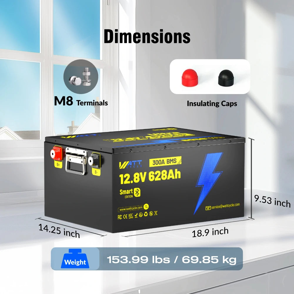 【New Launch: $100 OFF/PACK】WattCycle 12V 628Ah Ultra Lithium Battery with Bluetooth