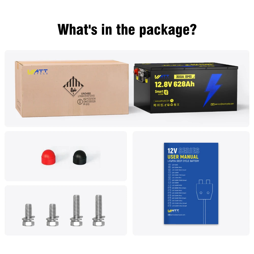 【New Launch: $100 OFF/PACK】WattCycle 12V 628Ah Ultra Lithium Battery with Bluetooth