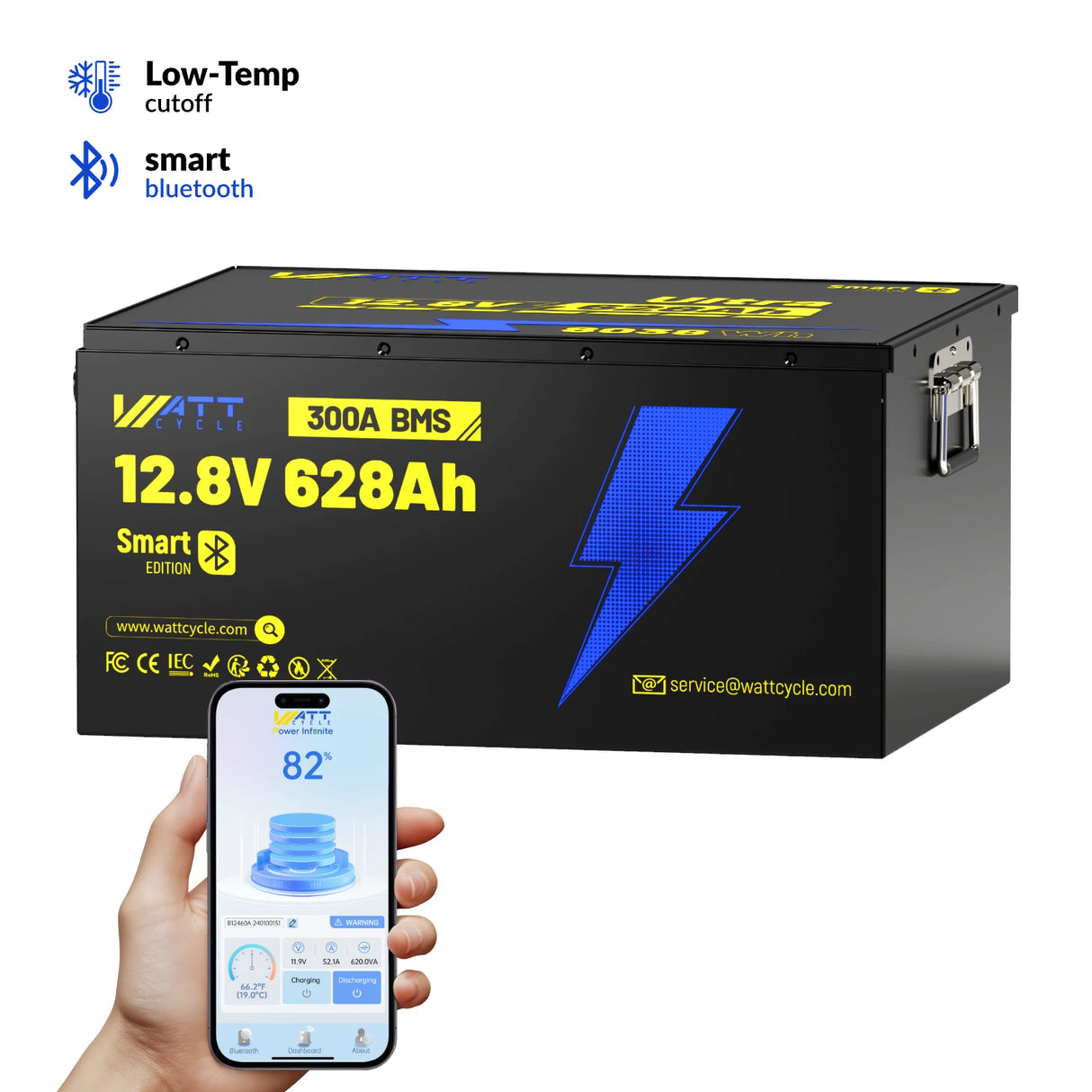 【New Launch: $100 OFF/PACK】WattCycle 12V 628Ah Ultra Lithium Battery with Bluetooth