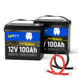 【Free Cable】24V 100Ah Mini Bluetooth LiFePO4 Battery Set