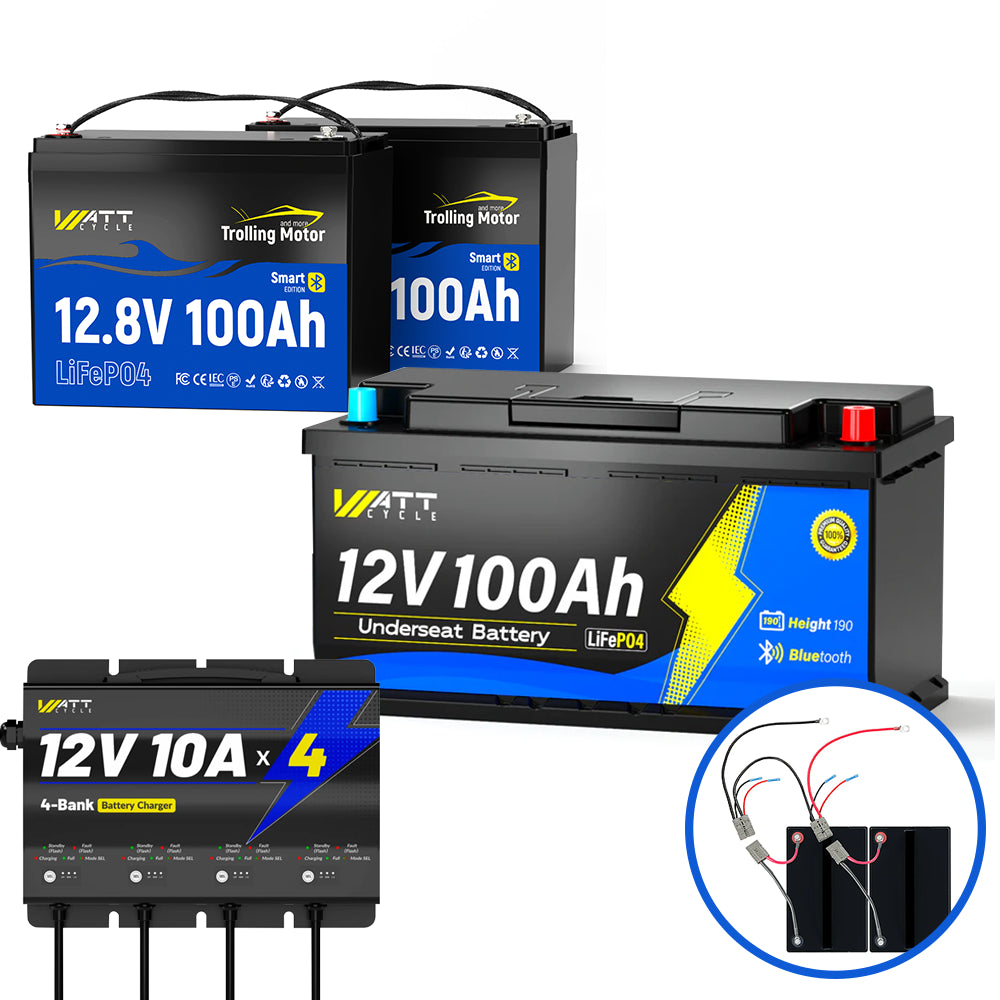 24V 100Ah LiFePO4 Battery for Trolling Motors Kit