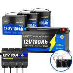 In parallel 3 x 12V 100Ah LiFePO4 Dual Purpose Battery for Trolling Motors Kit