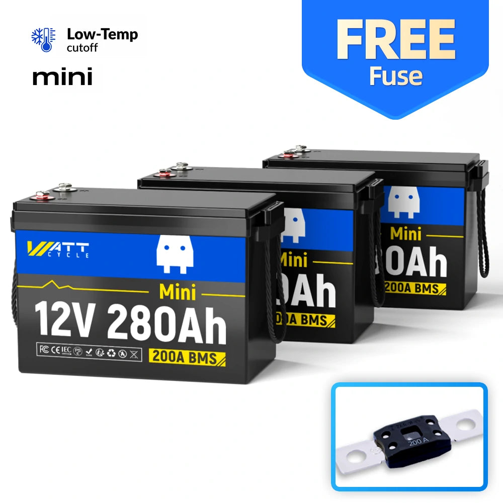 【+$4.99 Add Fuse】12V 280Ah Mini LiFePO4 Battery