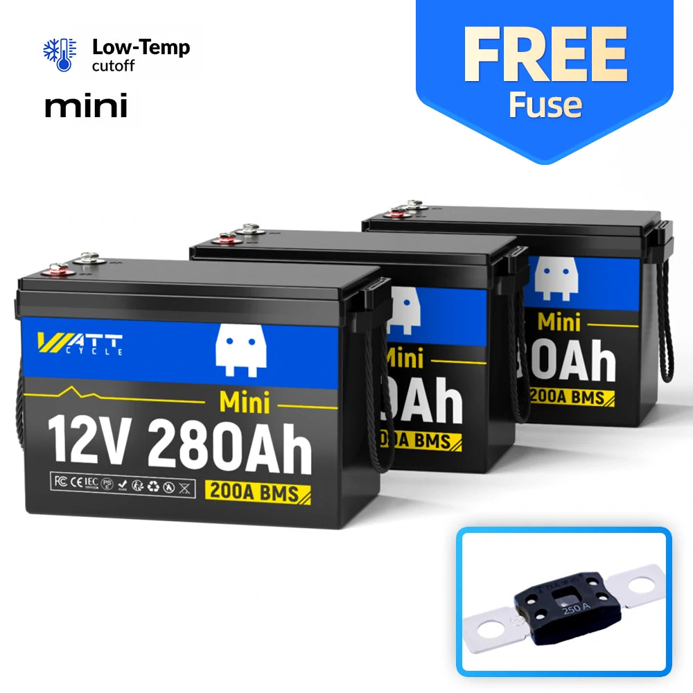 【+$4.99 Add Fuse】12V 280Ah Mini LiFePO4 Battery