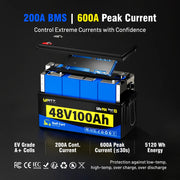 [Free Monitor] 48V 100Ah Golf Cart Bluetooth LiFePO₄ Lithium Battey - 200A BMS