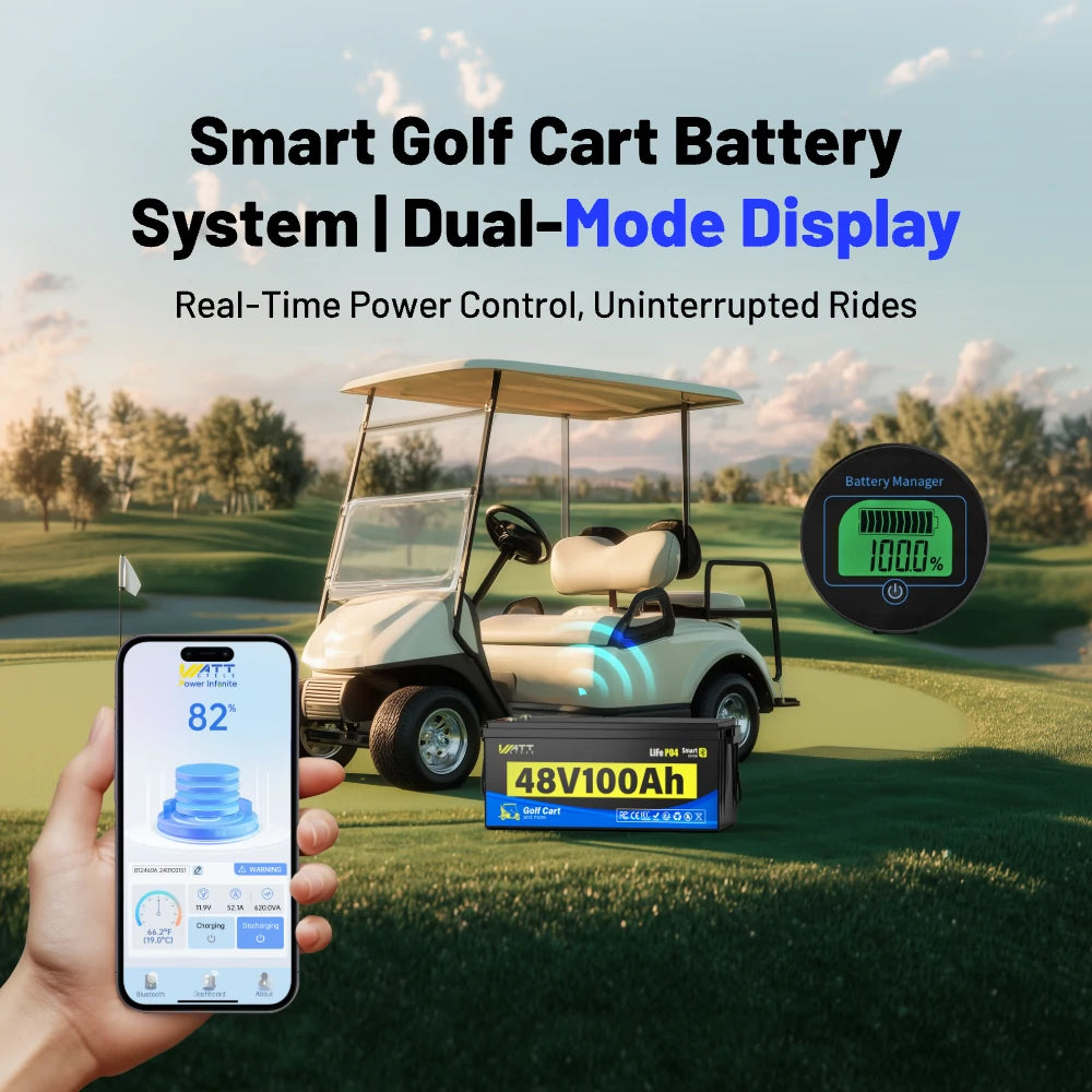 【⏰Prime Day】48V 100Ah Golf Cart Battery with Bluetooth
