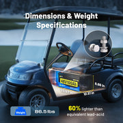 [Free Monitor] 48V 100Ah Golf Cart Bluetooth LiFePO₄ Lithium Battey - 200A BMS