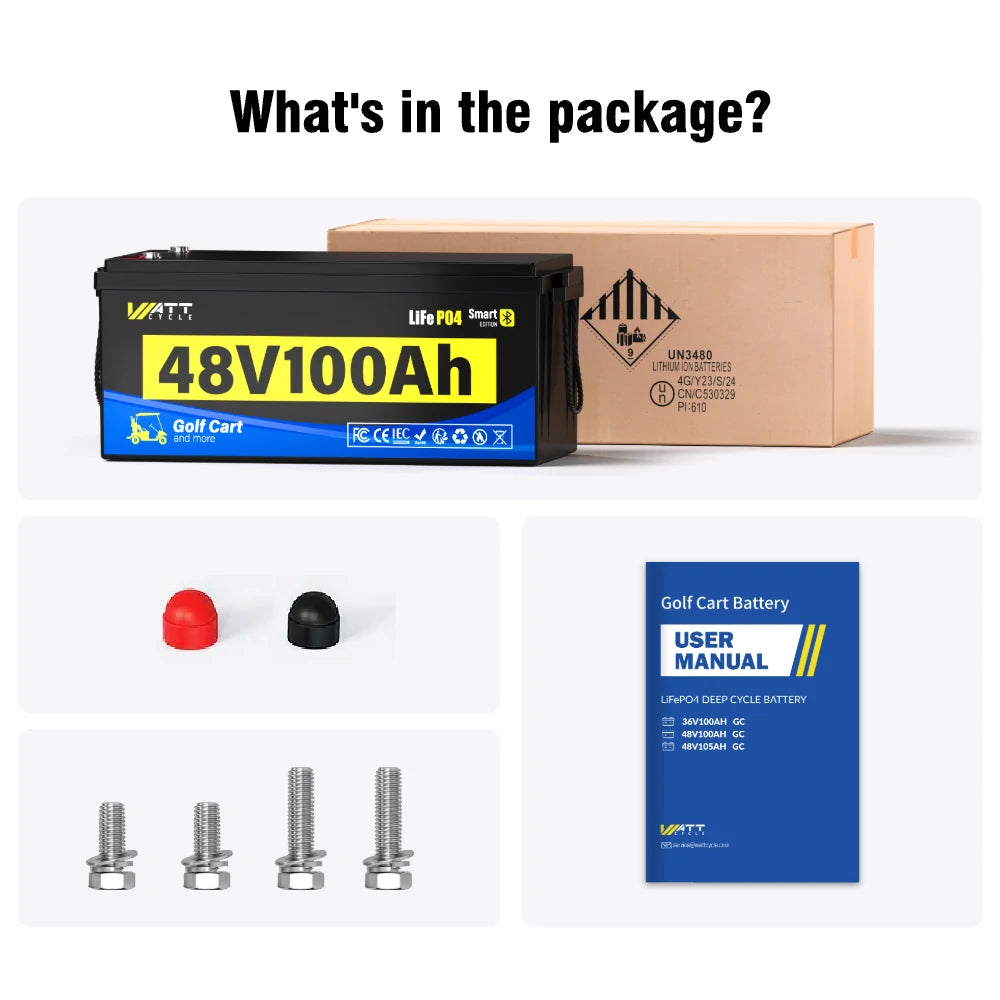 【⏰Prime Day】48V 100Ah Golf Cart Battery with Bluetooth