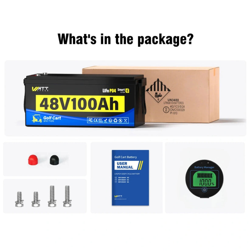 [Free Monitor] 48V 100Ah Golf Cart Bluetooth LiFePO₄ Lithium Battey - 200A BMS