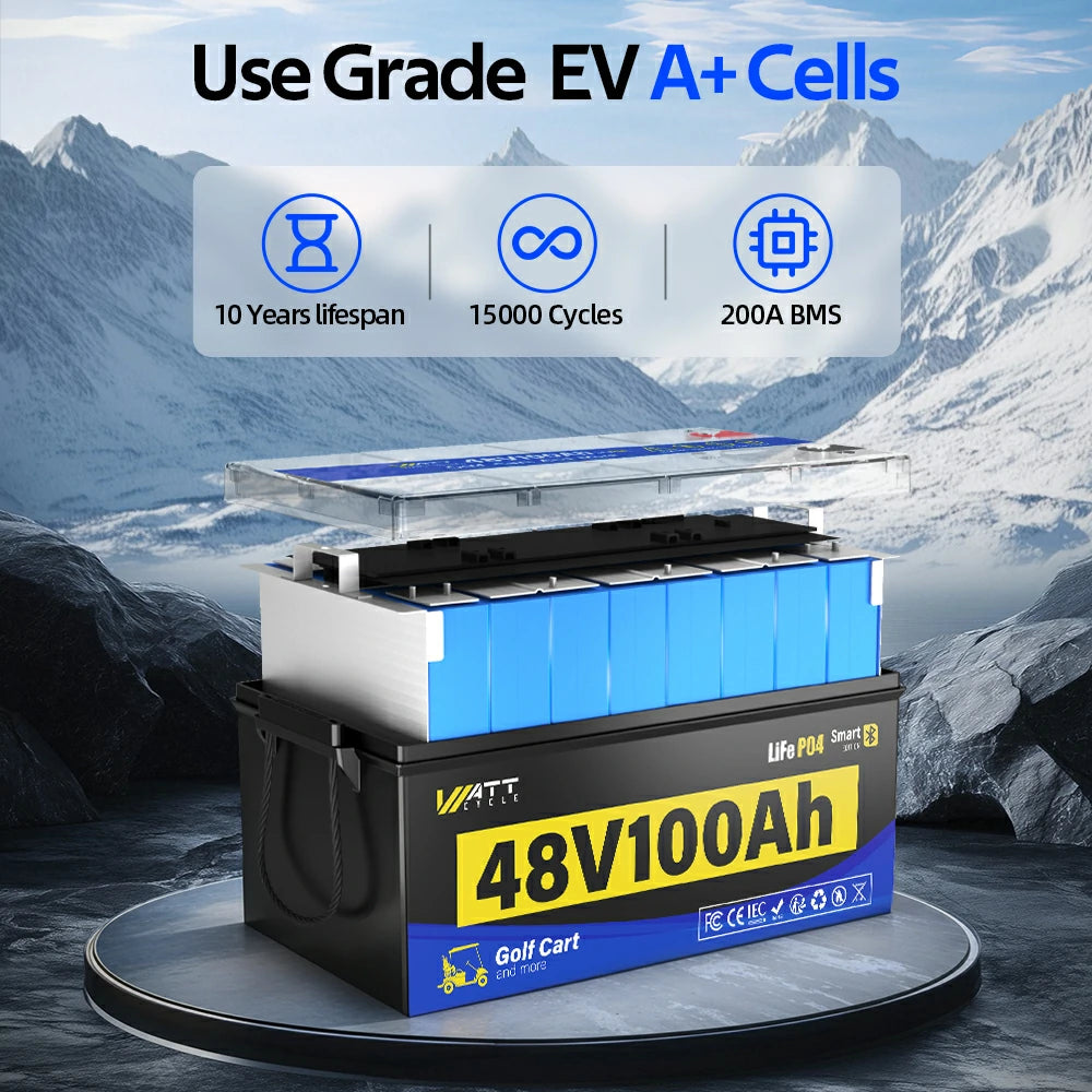 【⛳New Launch】48V 100Ah Golf Cart Battery with Bluetooth