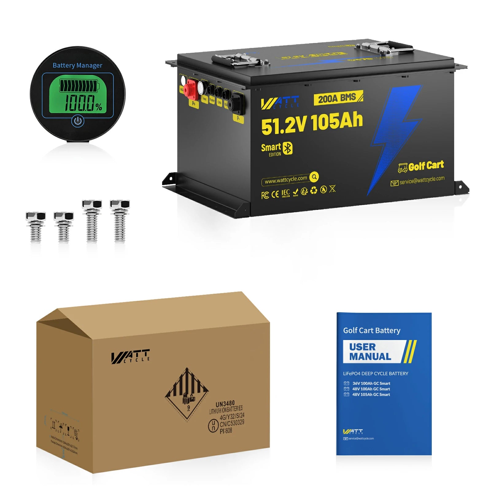 【⛳New Upgraded】48V 105Ah Golf Cart Battery